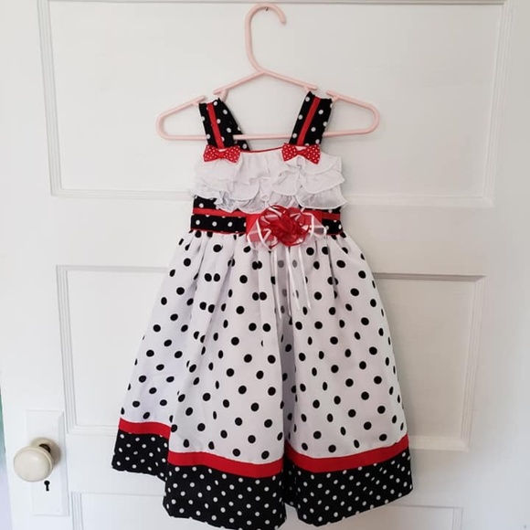 girls black and white polka dot dress